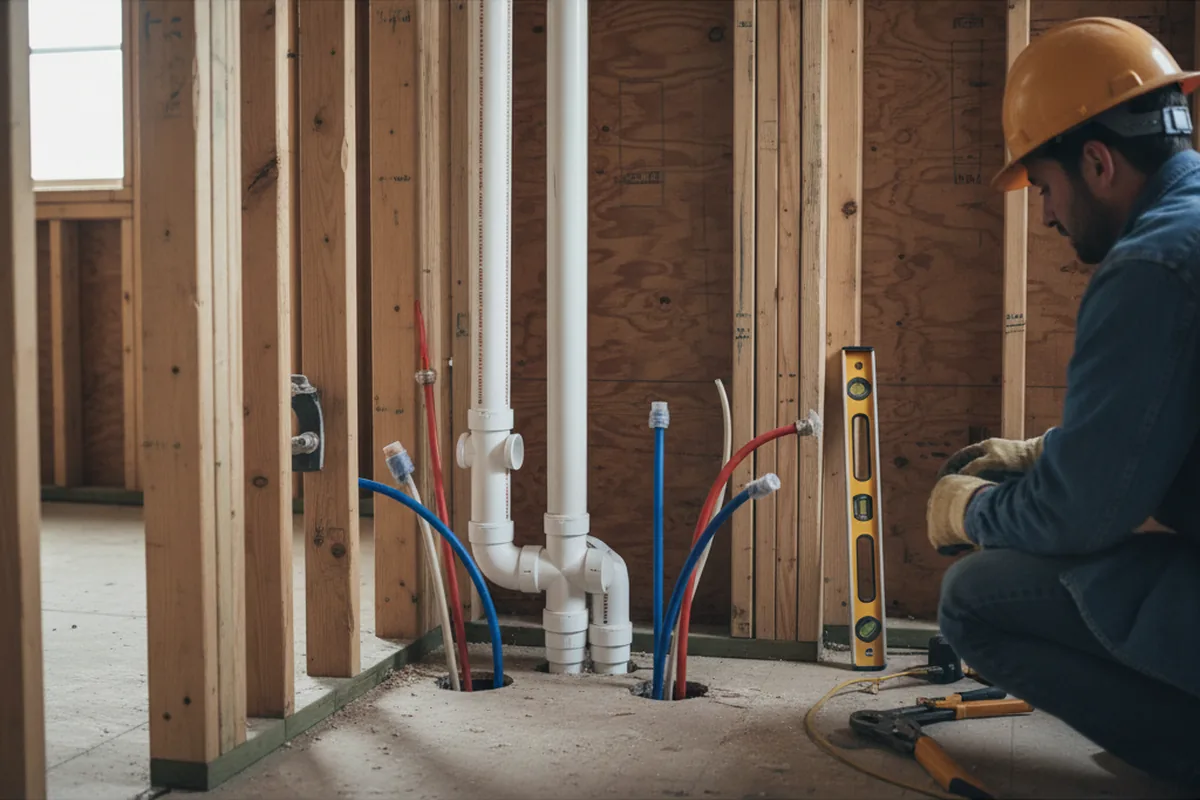 Drain and supply rough-in during Sump Pump Repair in Peridot