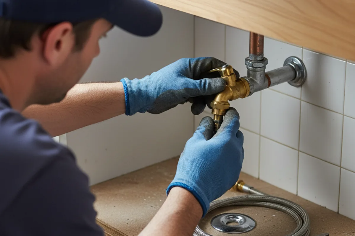 Shutoff valve and fitting work during Faucet and Fixture Repair in Peridot